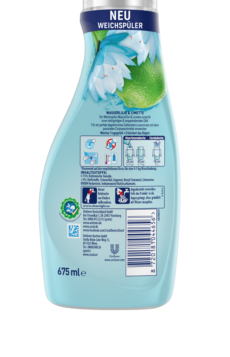 Coral Weichspüler Dufterlebnis Wasserlilie & Limette für mehr Frische
